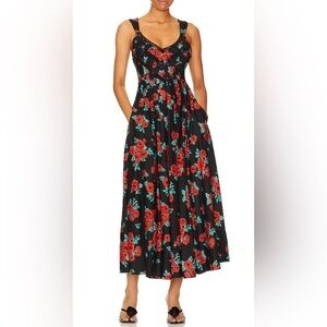 NWT Free People Lovers Heart Midi in Black Combo Size Small